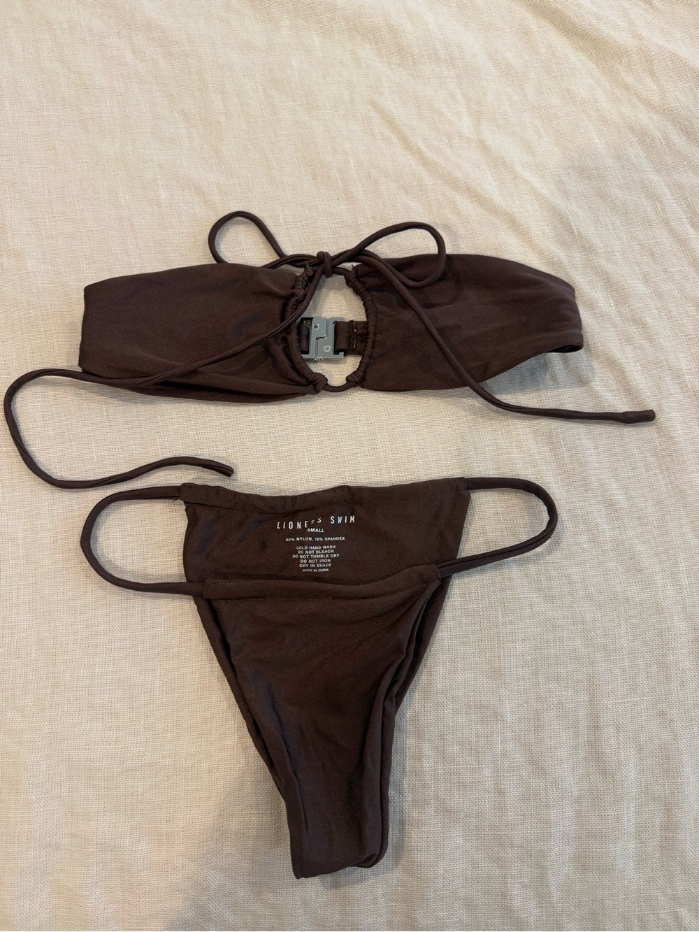 Lioness Dark Brown Bandeau Bikini Set